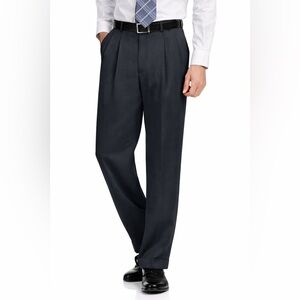 Perry Ellis Classic Fit Double Pleat No Iron Microfiber Melange Mens Dress Pants